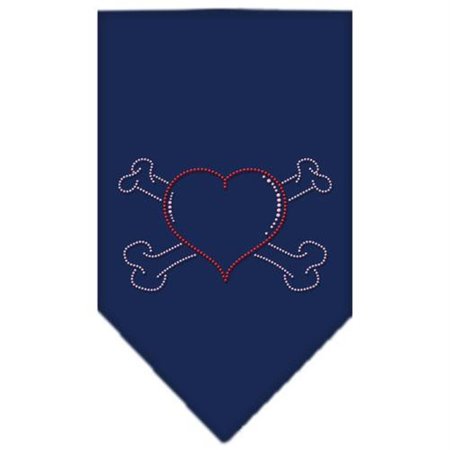 UNCONDITIONAL LOVE Heart Crossbone Rhinestone Bandana Navy Blue large UN852236